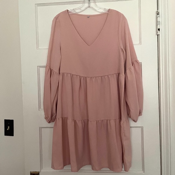 Amazon Dresses & Skirts - pale pink tiered long-sleeve dress from Amazon, size small